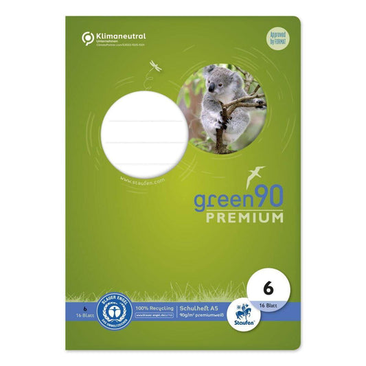 Staufen Green Schulheft Lin6 A5 16 Blatt 90g/qm blanko