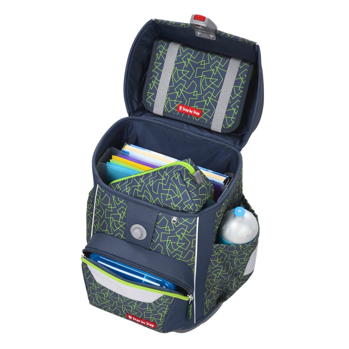 Step by Step BASIS Schulranzen-Set „Green Geometric“, 4-teilig
