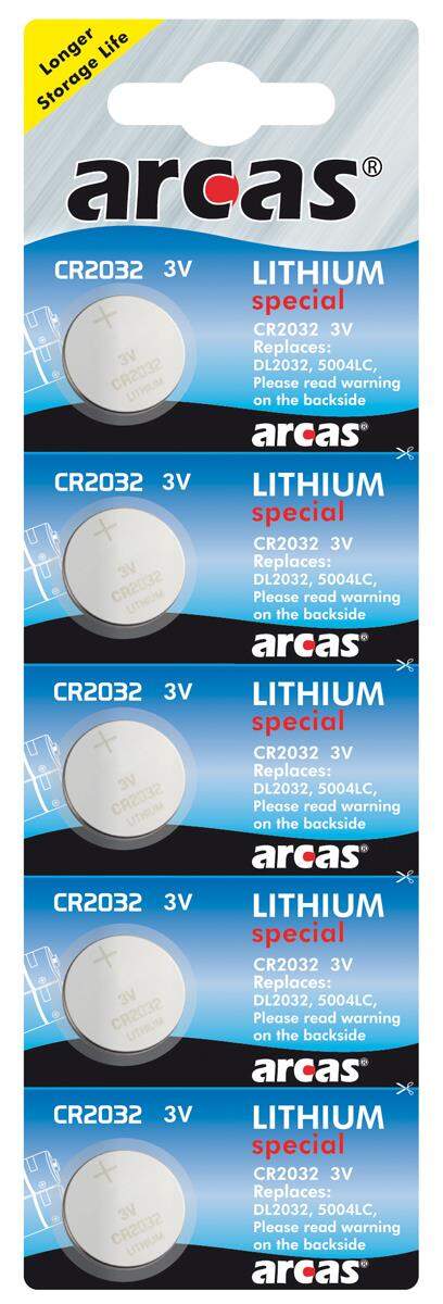 Arcas Lithium Knopfzelle 3,0 V - 5er
