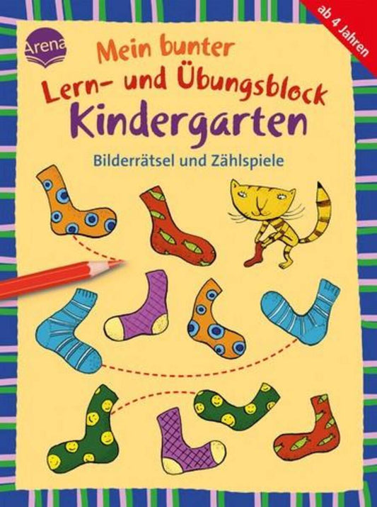 Arena Mein bunter Lern- und Übungsblock Kindergarten. Bilderrätsel und Zählspiele