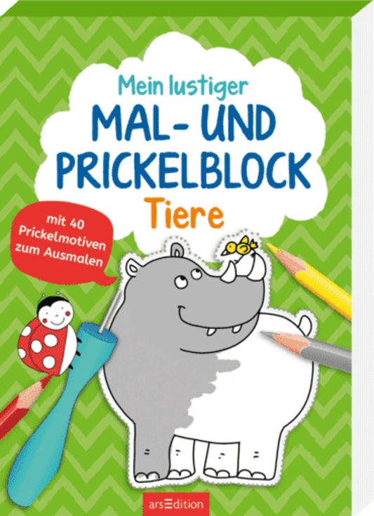 ars Edition Mein lustiger Mal- und Prickelblock Tiere
