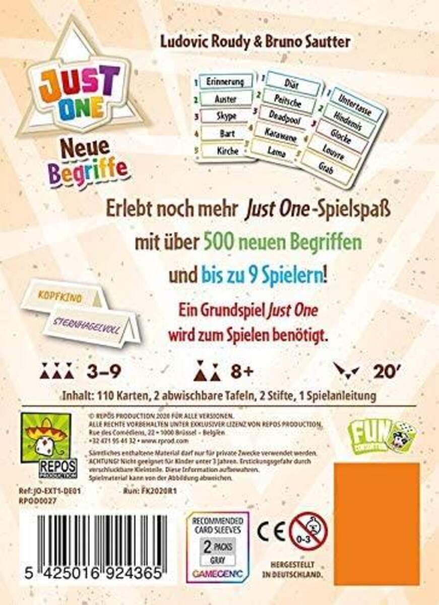 Asmodee Repos Production Erweiterungsset Just One - Neue Begriffe