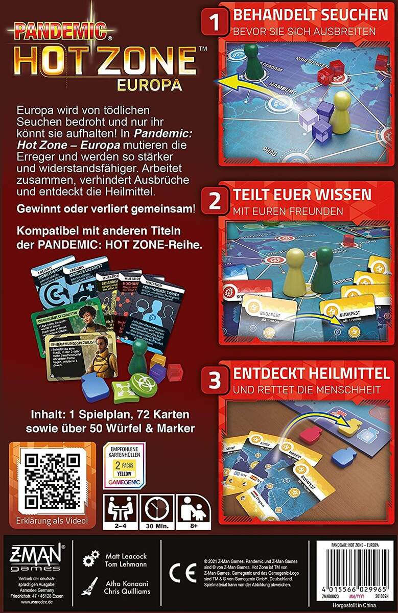 Asmodee ZMAN Pandemic Hot Zone: Europa