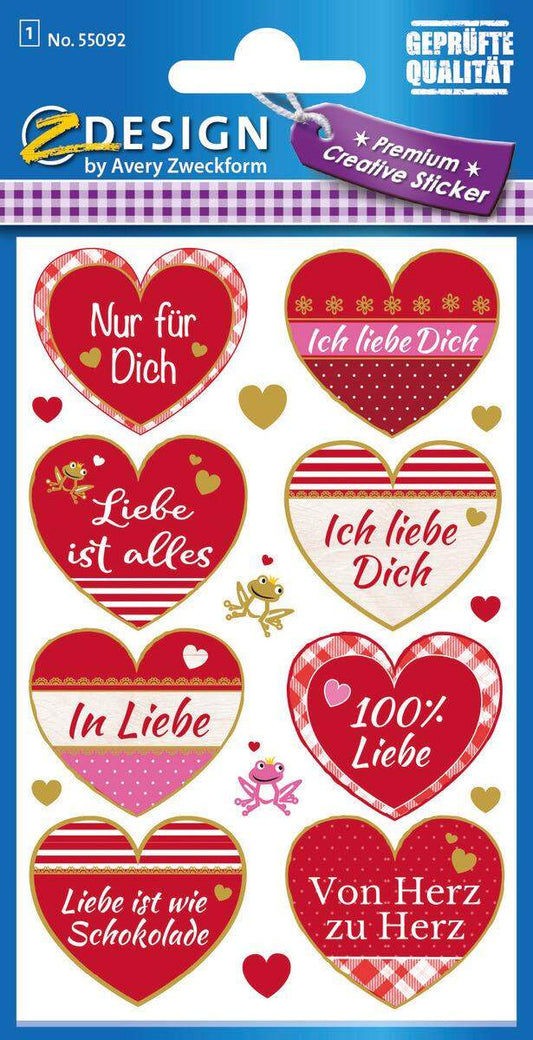 Avery Zweckform Z-Design 55092, Deko Sticker, Liebe, 17 Aufkleber
