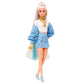 Barbie Extra Puppe (blond) mit hellblauem Rock & Jacke, Hund & Zubehör