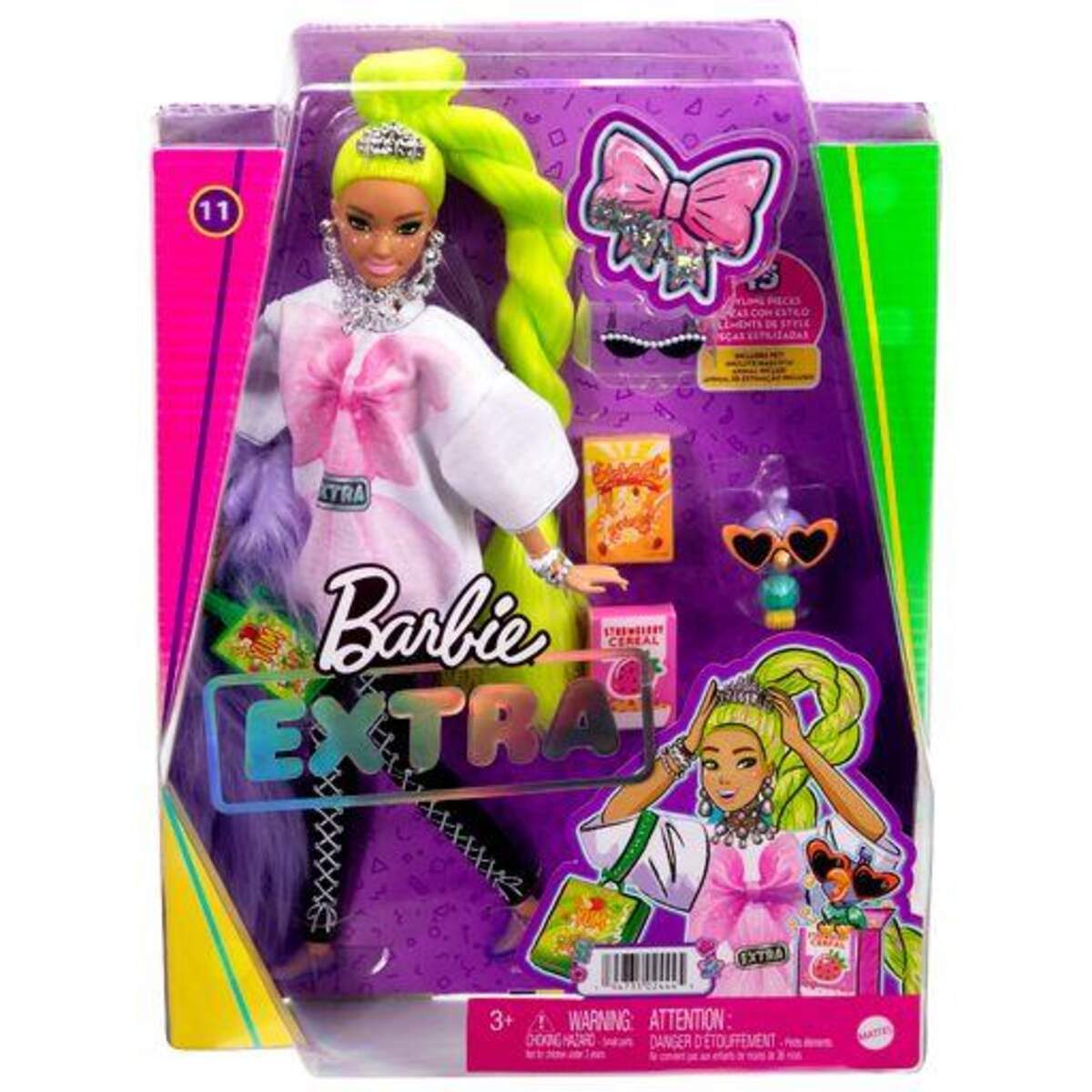Barbie Extra Puppe mit grünem Haar, Anziehpuppe, Modepuppe