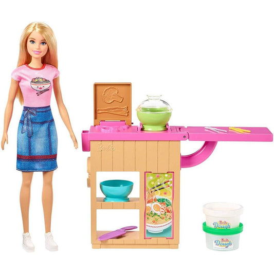 Barbie Pasta-Spielset mit Puppe (blond), Anziehpuppe, Barbie Küche mit Knete