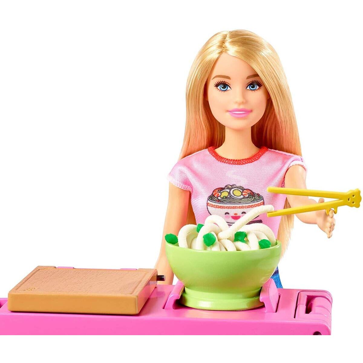 Barbie Pasta-Spielset mit Puppe (blond), Anziehpuppe, Barbie Küche mit Knete