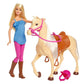 Barbie Pferd mit Mähne und Puppe mit beweglichen Knien