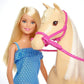 Barbie Pferd mit Mähne und Puppe mit beweglichen Knien
