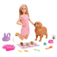 Barbie Puppe (blond) mit Hund & Welpen, Set inkl. Zubehör