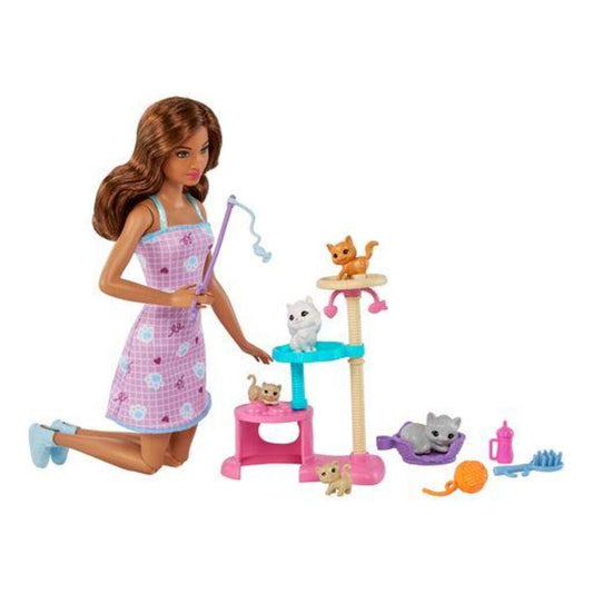 Barbie Puppe und Kätzchen Kratzbaum Spielset mit Zubehör