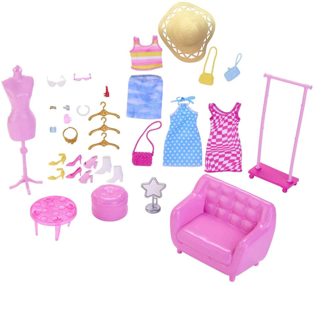 Barbie Stylistin und Kleiderschrank (Puppe & Accy)