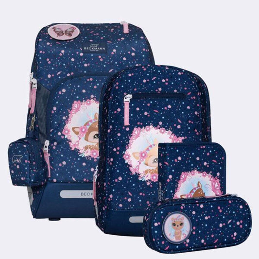 Beckmann Schulrucksack-Set Active Air FLX - Forest Deer Blue, 6-teilig