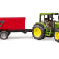 BRUDER® 2057 John Deere mit Wannenkippanhänger (rot)