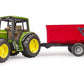 BRUDER® 2057 John Deere mit Wannenkippanhänger (rot)