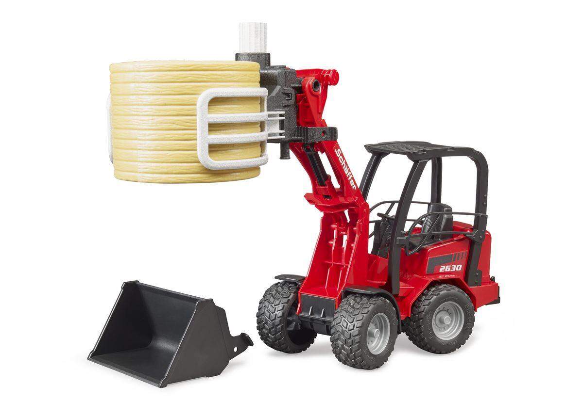 BRUDER® 2192 Schäffer Hoflader mit Ballengreifzange und 1 Rundballen