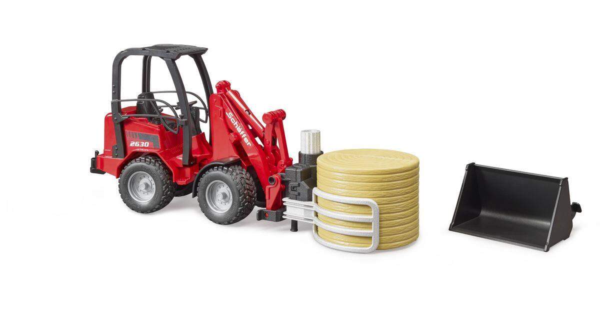BRUDER® 2192 Schäffer Hoflader mit Ballengreifzange und 1 Rundballen