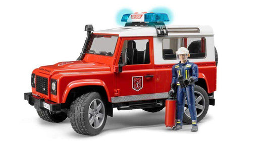 BRUDER® 2596 Land Rover Defender Feuerwehreinsatzwagen mit Feuerwehrmann