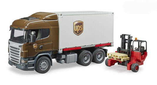 BRUDER® 3581 Scania R-Serie UPS Logistik- LKW mit Mitnahmestapler