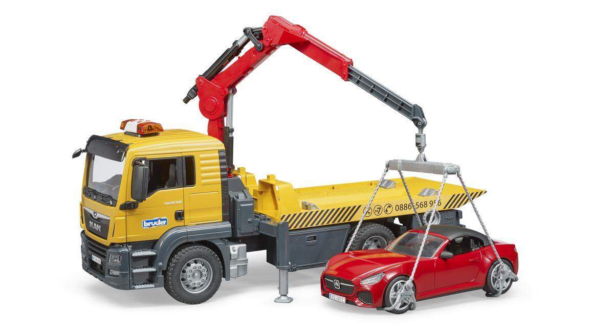 BRUDER® 3750 MAN TGS Abschlepp-LKW mit Roadster und Light & Sound Module