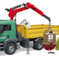 BRUDER® 3753 MAN TGS LKW mit Ladekran, 3 Altglascontainern und Flaschen