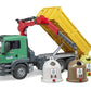 BRUDER® 3753 MAN TGS LKW mit Ladekran, 3 Altglascontainern und Flaschen