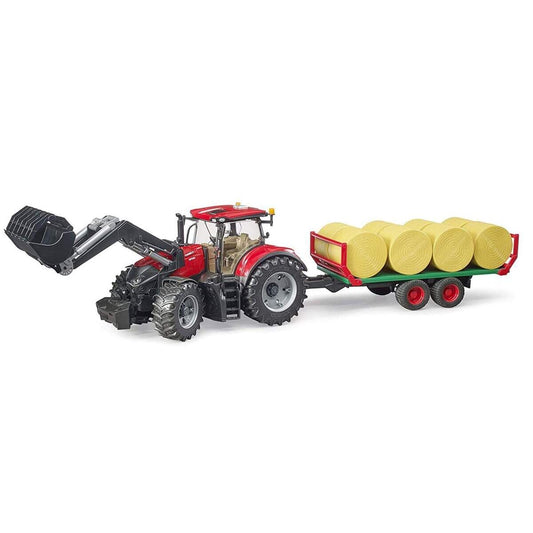 BRUDER® Case IH Optum 300CVX mit Frontlader und Ballentransportanhänger