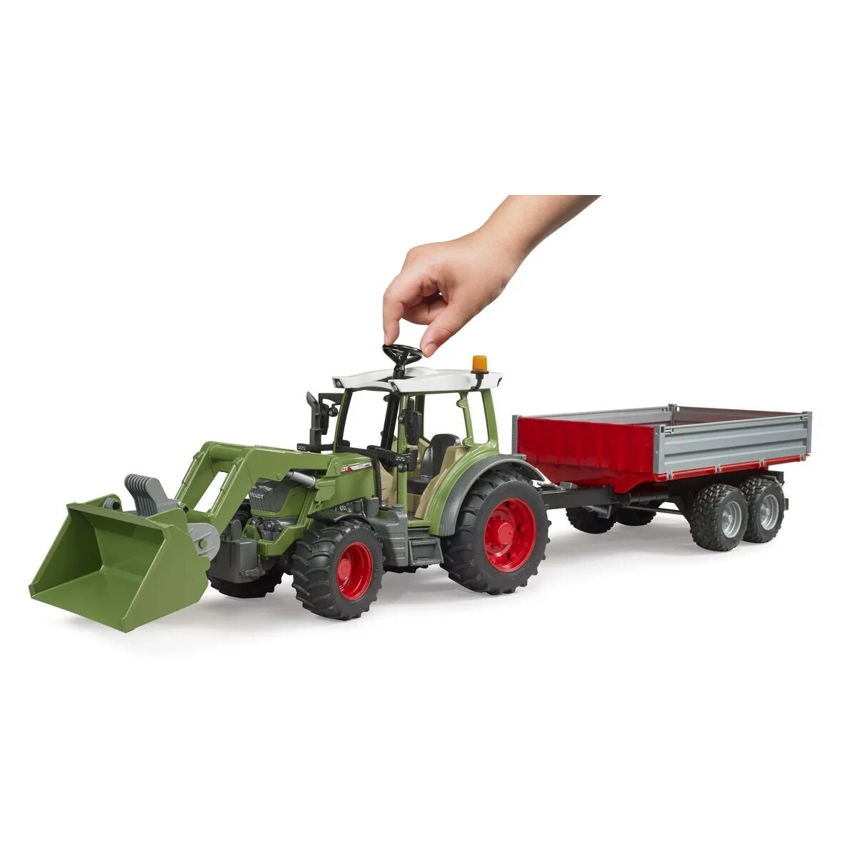 BRUDER® 02182 Fendt Vario 211 mit Frontlader und Bordwandanhänger