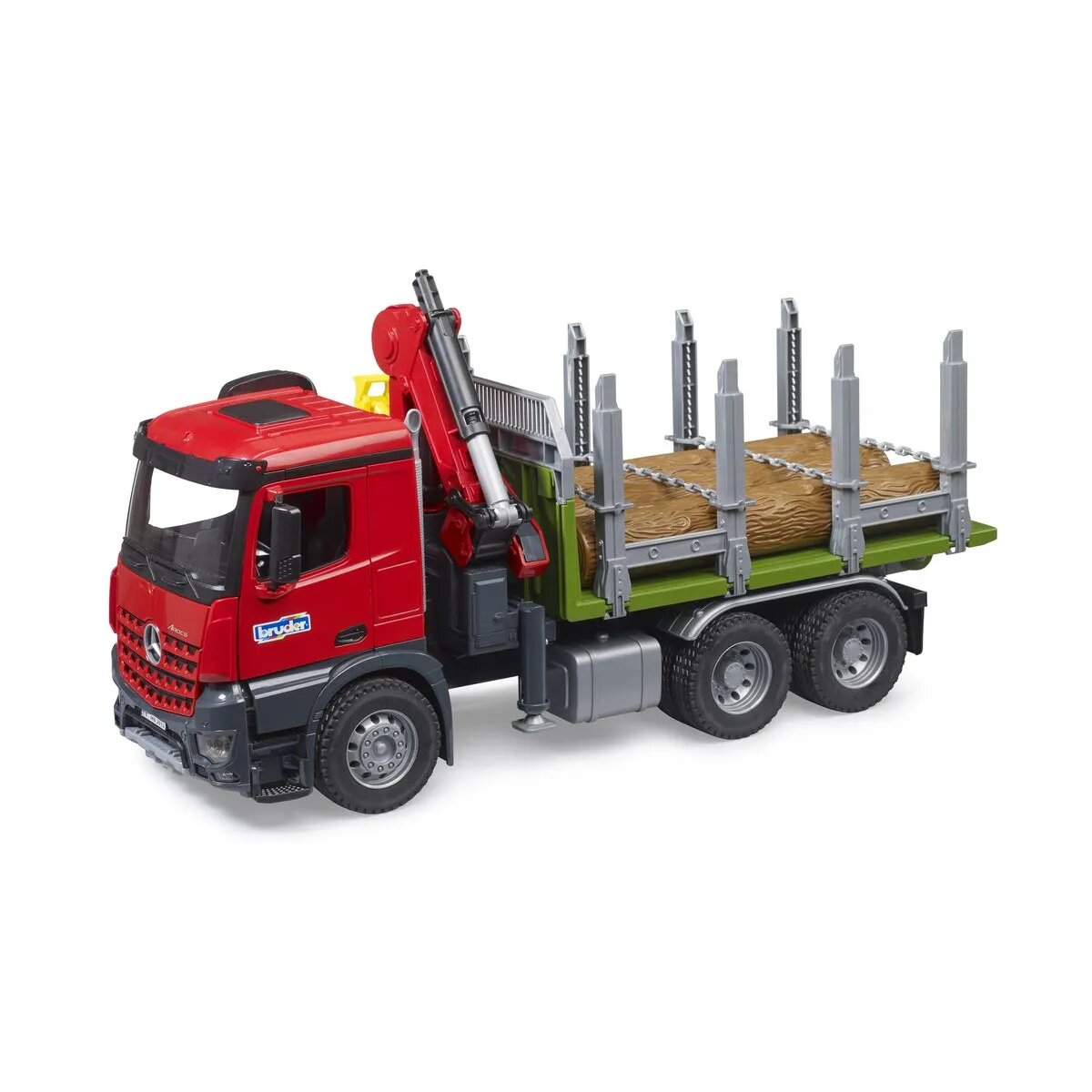 BRUDER® MB Arocs Holztransport-LKW mit Ladekran, Greifer + 3 Baumstämme