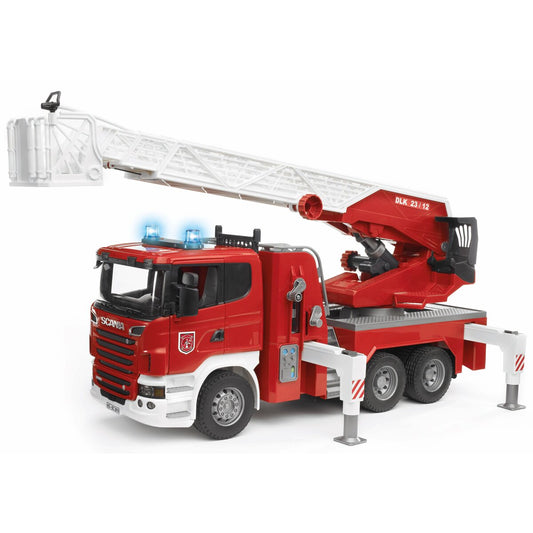 BRUDER® 03591 Scania Super 560R Feuerwehr mit Drehleiter, Wasserpumpe, L+S Modul