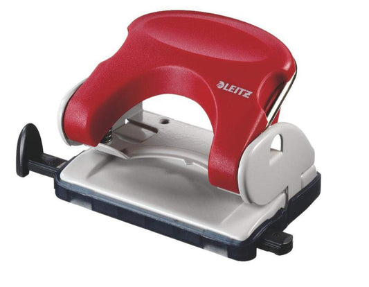 Bürolocher Leitz rot mit Anschlagschiene,16Bl.