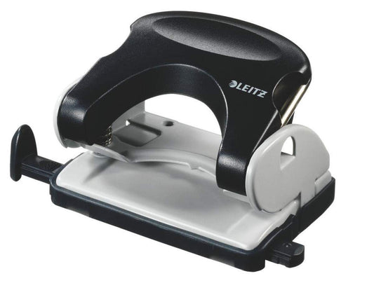 Bürolocher Leitz schwarz Anschlagschiene, 16 Bl.