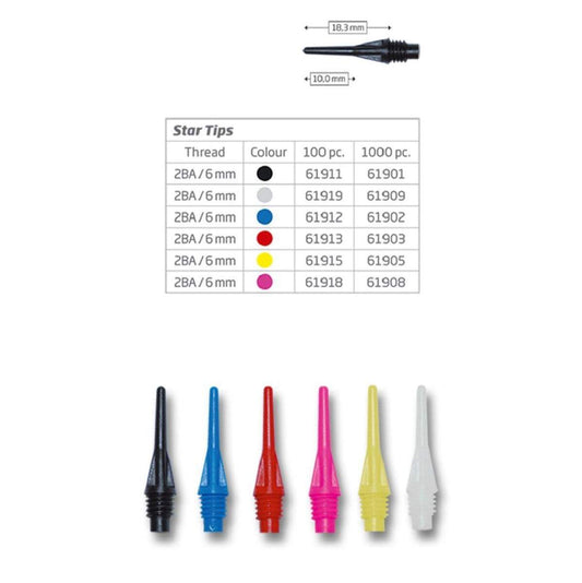 BULL'S Darts Star Soft Tips 6mm(2BA) 100/schwarz