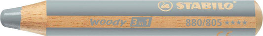 Buntstift, Wasserfarbe & Wachsmalkreide - STABILO woody 3 in 1 - Einzelstift - silber