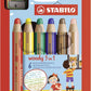 Buntstift, Wasserfarbe & Wachsmalkreide - STABILO woody 3 in 1 - 6er Pack mit Spitzer - mit 6 verschiedenen Farben