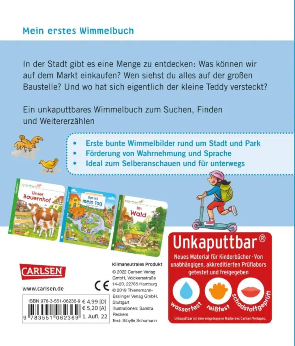 Carlsen Unkaputtbar: Mein erstes Wimmelbuch: Unterwegs in der Stadt