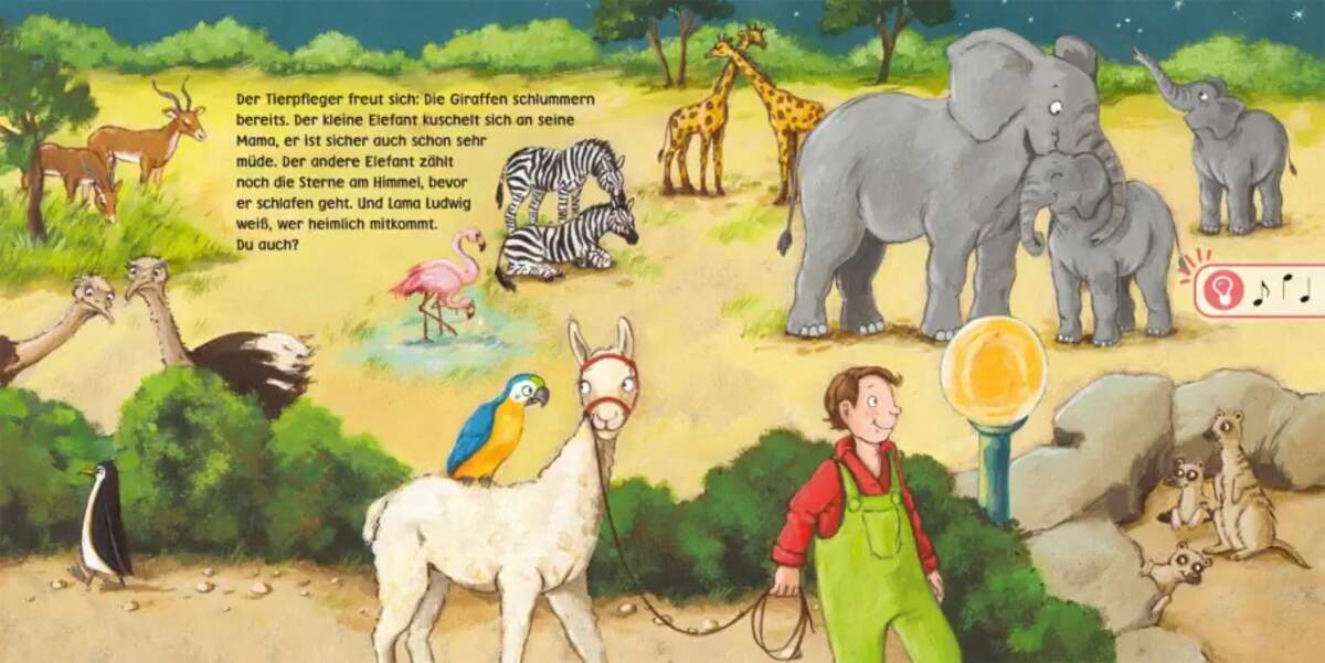 Carlsen Verlag Hör mal (Soundbuch): Mach mit - Pust aus: Gute Nacht im Zoo