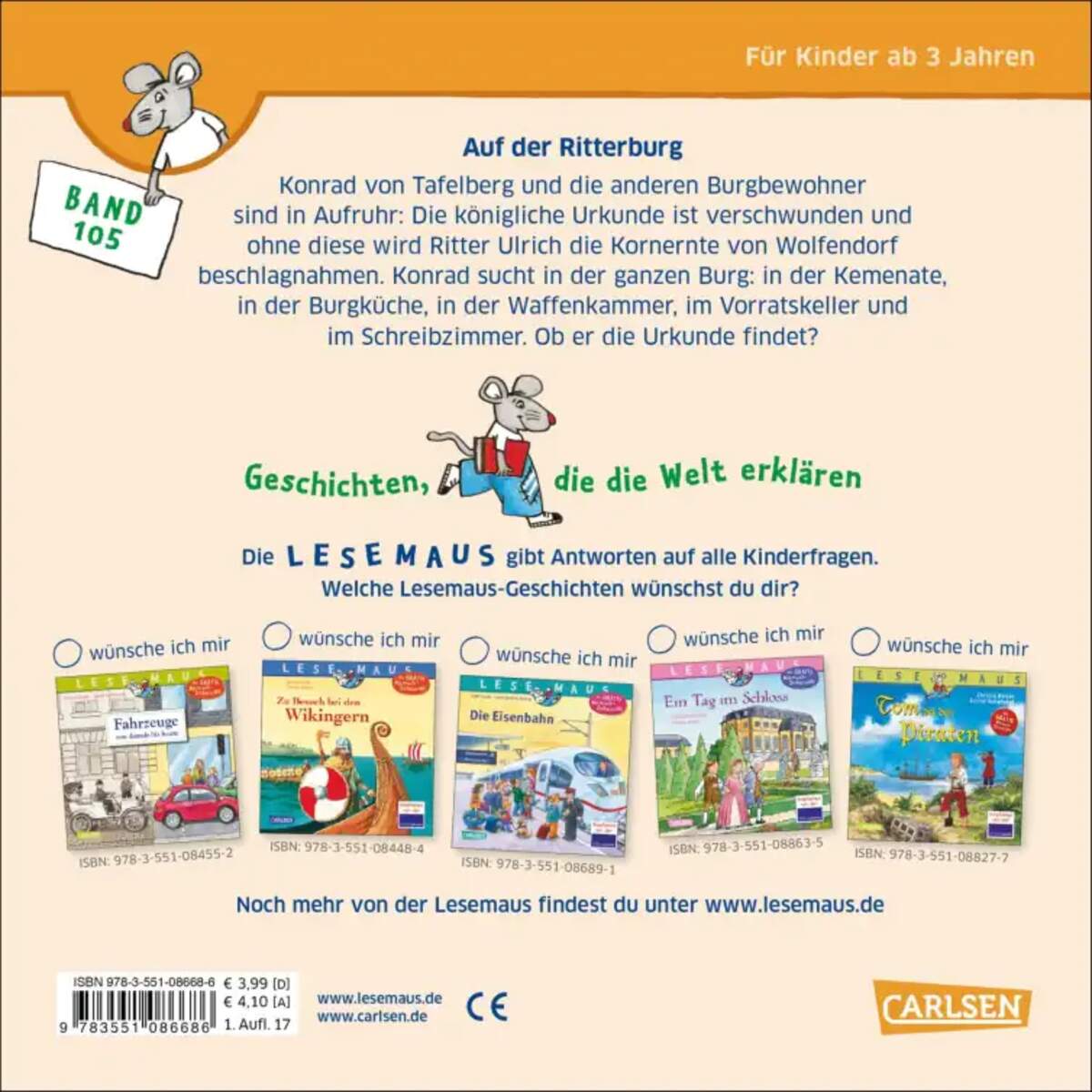 Carlsen Verlag LESEMAUS 105: Auf der Ritterburg von Christa Holtei, Astrid Vohwinkel