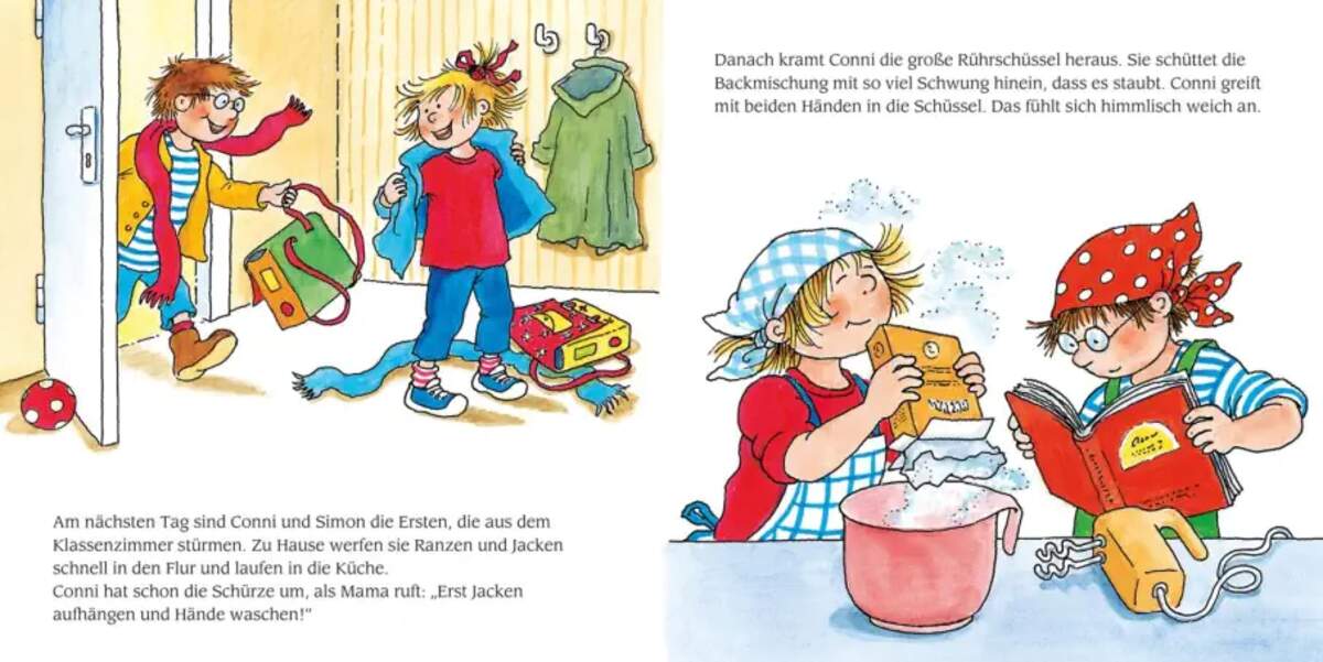 Carlsen Verlag LESEMAUS 204: "Conni backt Pizza" + "Conni spielt Fußball" Conni Doppelband