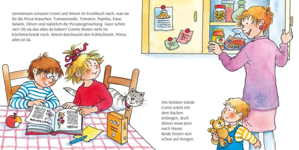 Carlsen Verlag LESEMAUS 204: "Conni backt Pizza" + "Conni spielt Fußball" Conni Doppelband