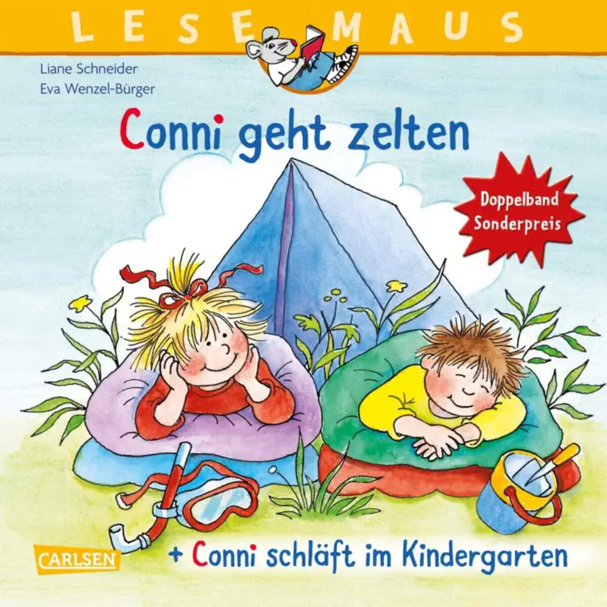 Carlsen Verlag LESEMAUS 205: "Conni geht zelten" + "Conni schläft im Kindergarten" Doppelband