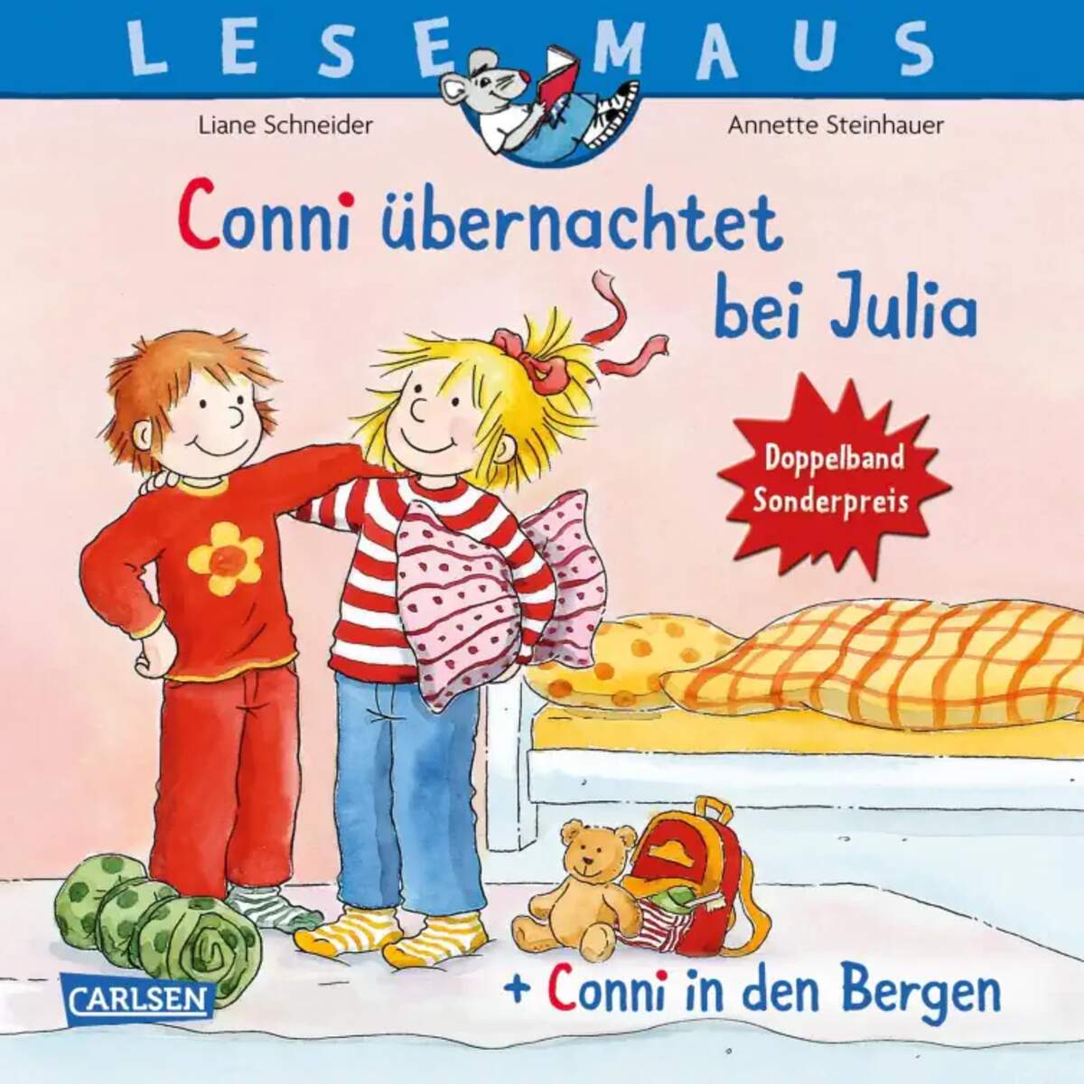 Carlsen Verlag LESEMAUS 207: "Conni übernachtet bei Julia" + "Conni in den Bergen" Doppelband