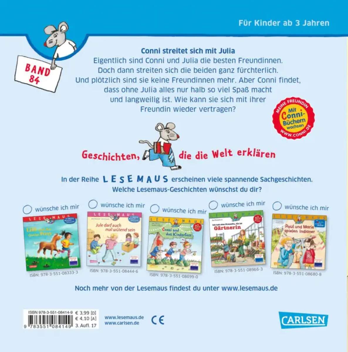 Carlsen Verlag LESEMAUS 84: Conni streitet sich mit Julia