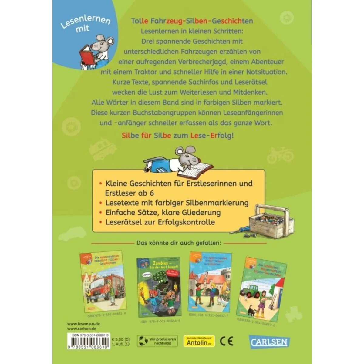 Carlsen Verlag LESEMAUS zum Lesenlernen Sammelbände: Tolle Fahrzeug-Silben-Geschichten