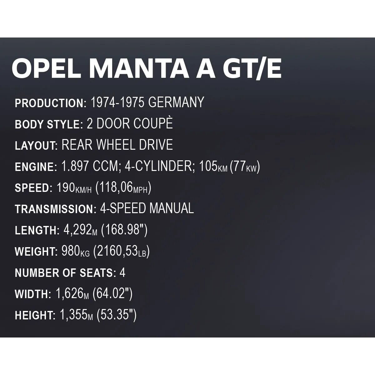 Cobi 24349 - Opel Manta A GT/E 1974