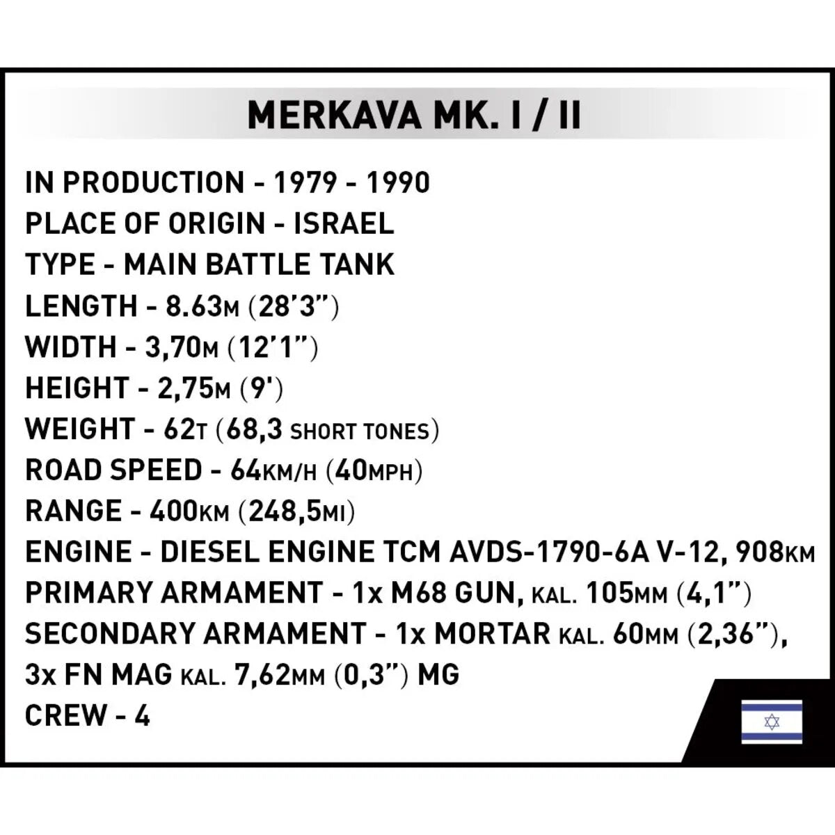 Cobi 2621 Armed Forces - Merkava Mk. 1/2