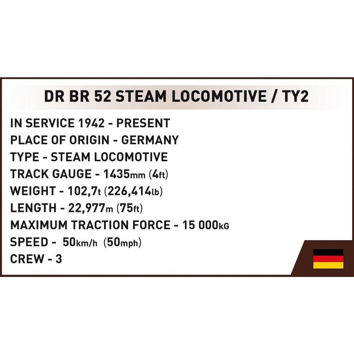 Cobi 6280 Historical Collection - DR BR 52 Steam Locomotive 2in1 - Executive Edition