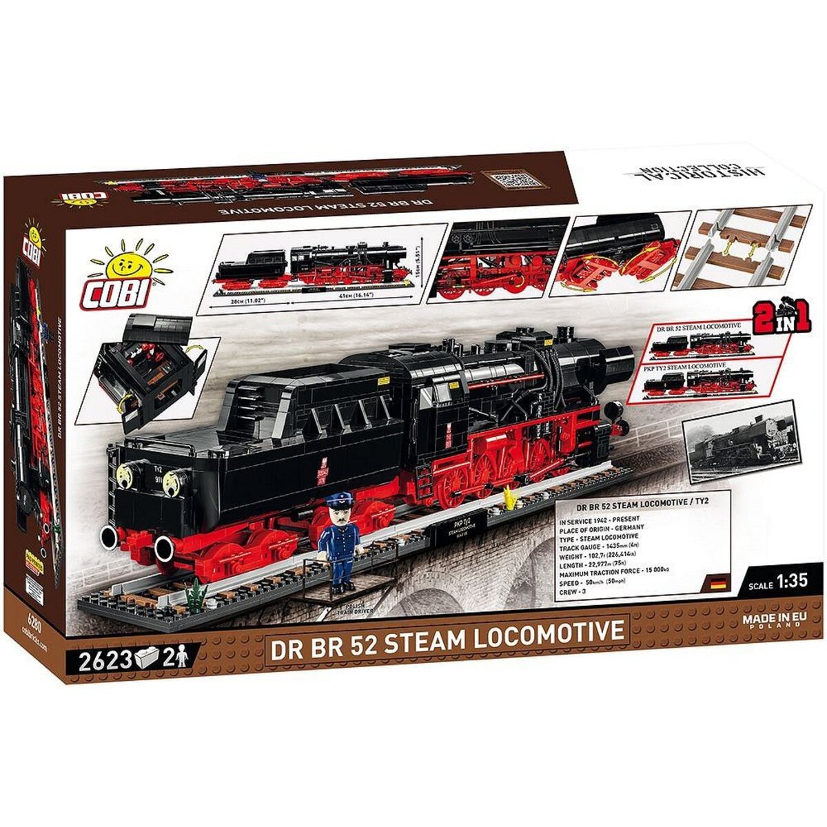 Cobi 6280 Historical Collection - DR BR 52 Steam Locomotive 2in1 - Executive Edition
