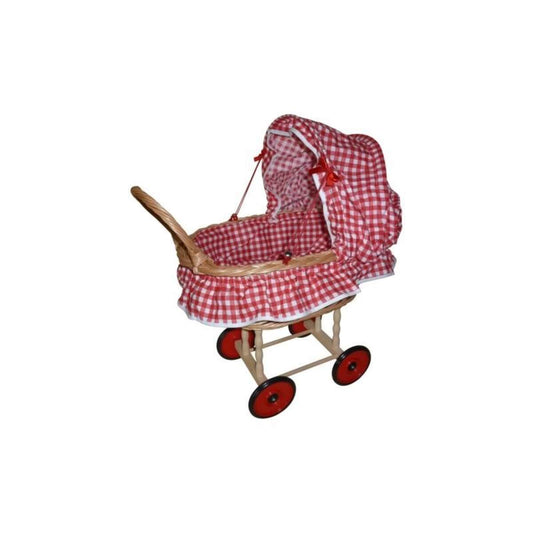 Coopexim Puppen-Korbwagen mit Garnitur, rot/weiß